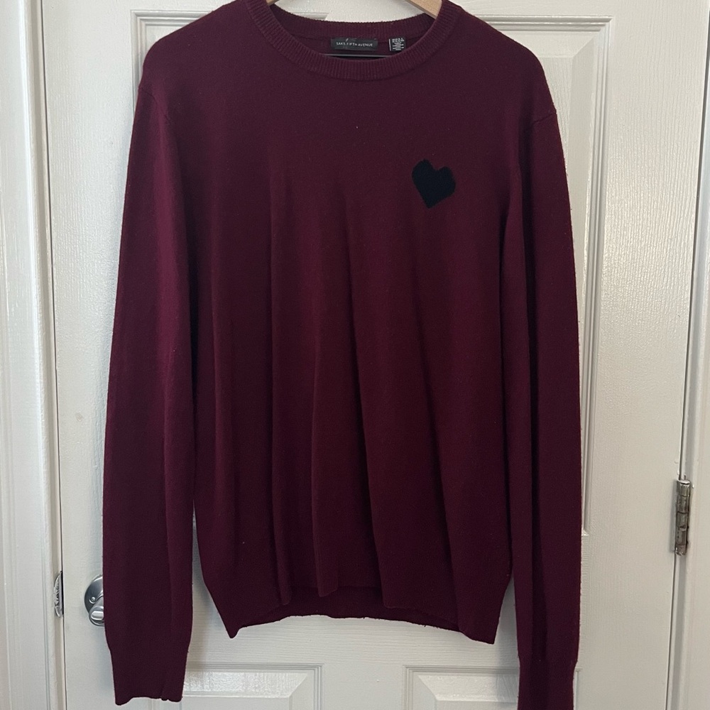 Saks Fifth Avenue Burgundy Crewneck Sweater / Merino Wool